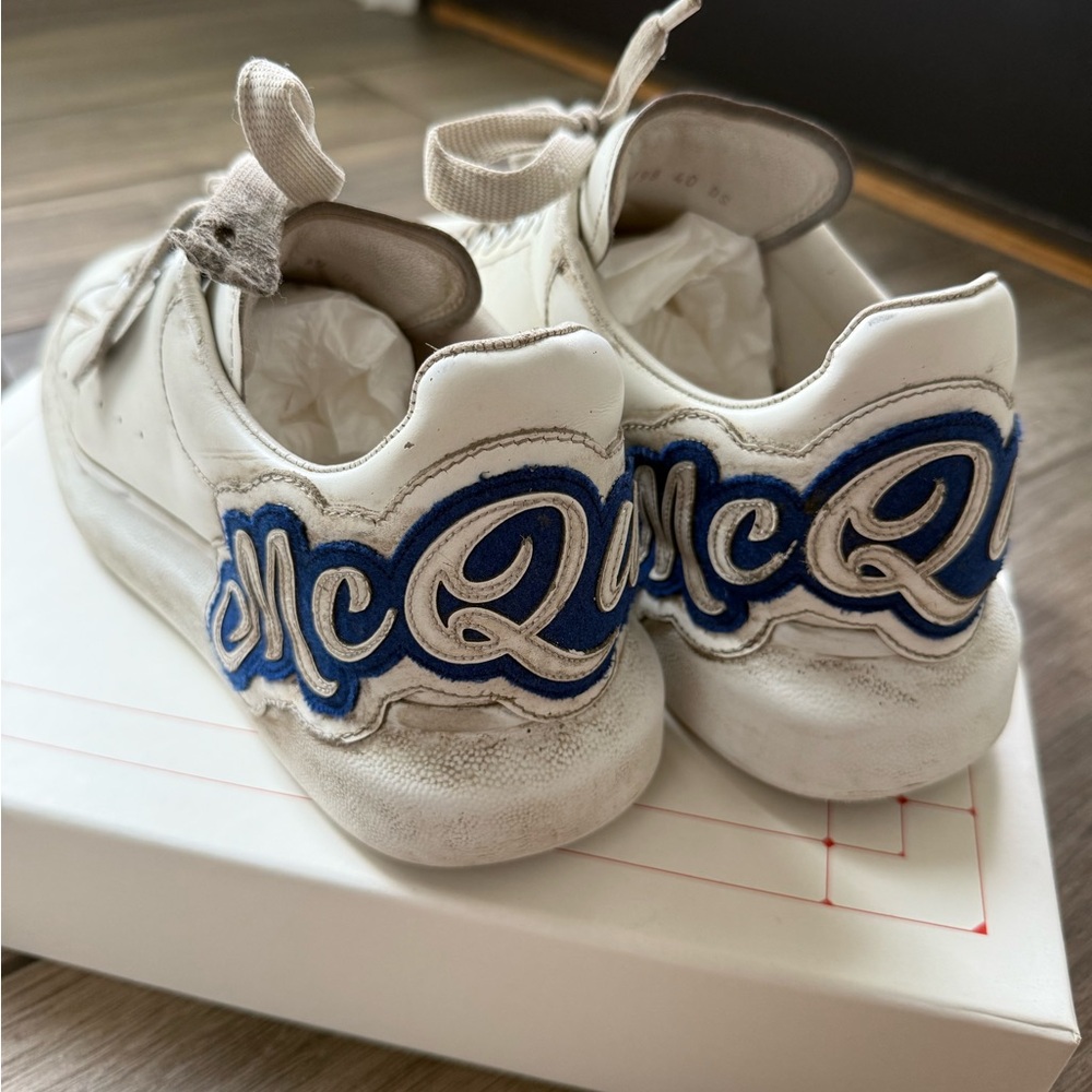 Alexander McQueen White and Blue Sneakers